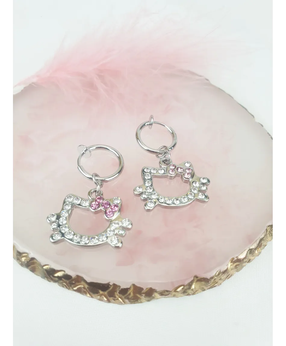 Klipsy kółeczka srebrne z różem