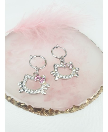 Klipsy kółeczka srebrne z różem