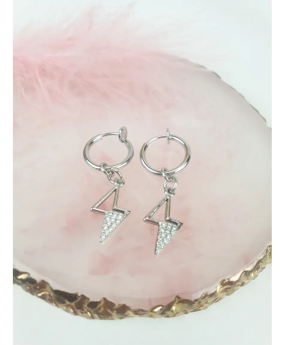 Klipsy kółeczka srebrne z zawieszkami