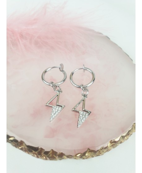 Klipsy kółeczka srebrne z zawieszkami