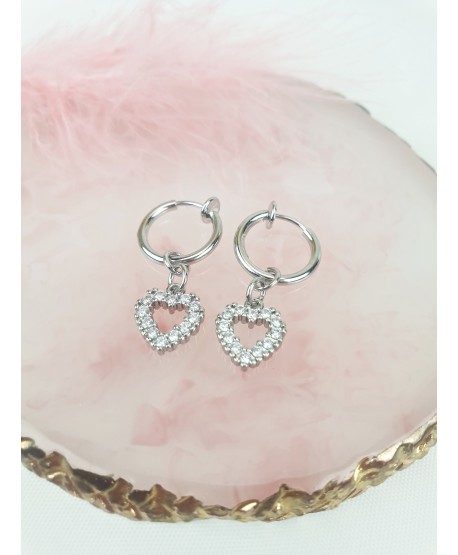 Klipsy kółeczka srebrne z zawieszkami