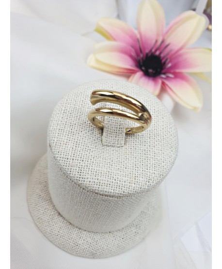 Oryginalny pierścionek stal złoty