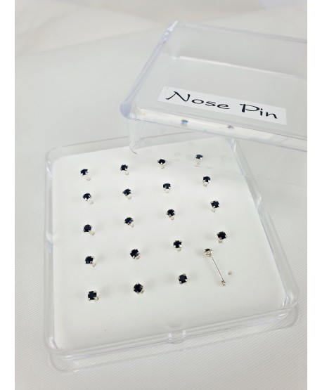 Kolczyki do nosa ze srebra z czarną cyrkonią