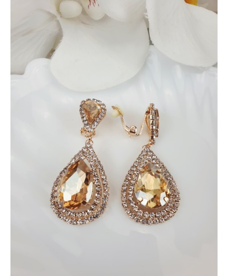 Klipsy ozdobne złote kolorowe łezki