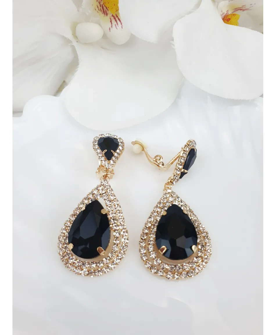 Klipsy ozdobne złote kolorowe łezki