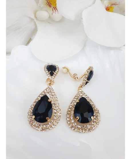 Klipsy ozdobne złote kolorowe łezki