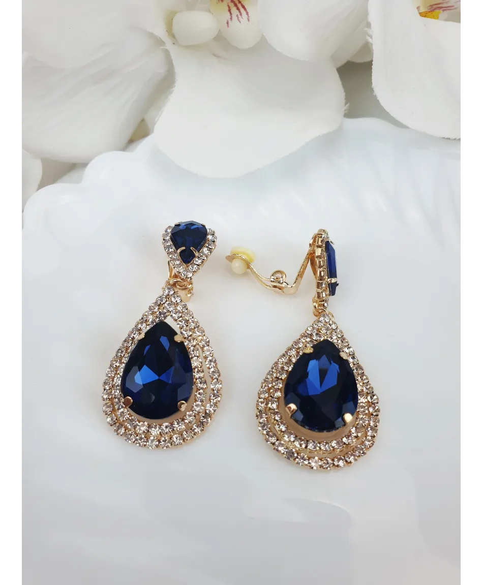 Klipsy ozdobne złote kolorowe łezki