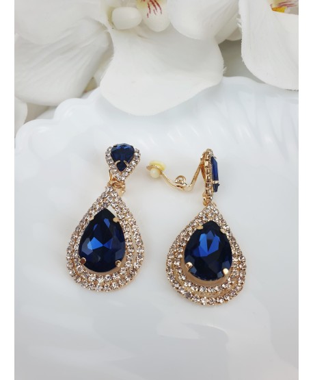 Klipsy ozdobne złote kolorowe łezki