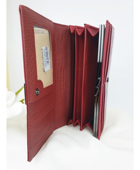 Portfel skórzany pikowany czerwony