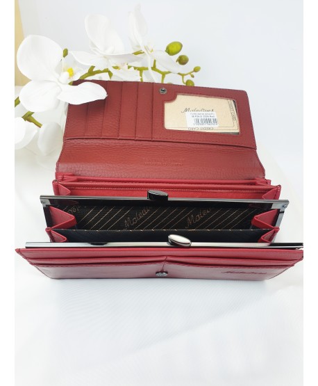 Portfel skórzany pikowany czerwony