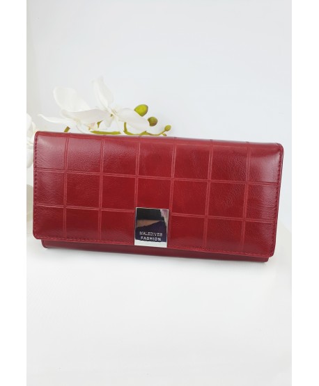 Portfel skórzany pikowany czerwony