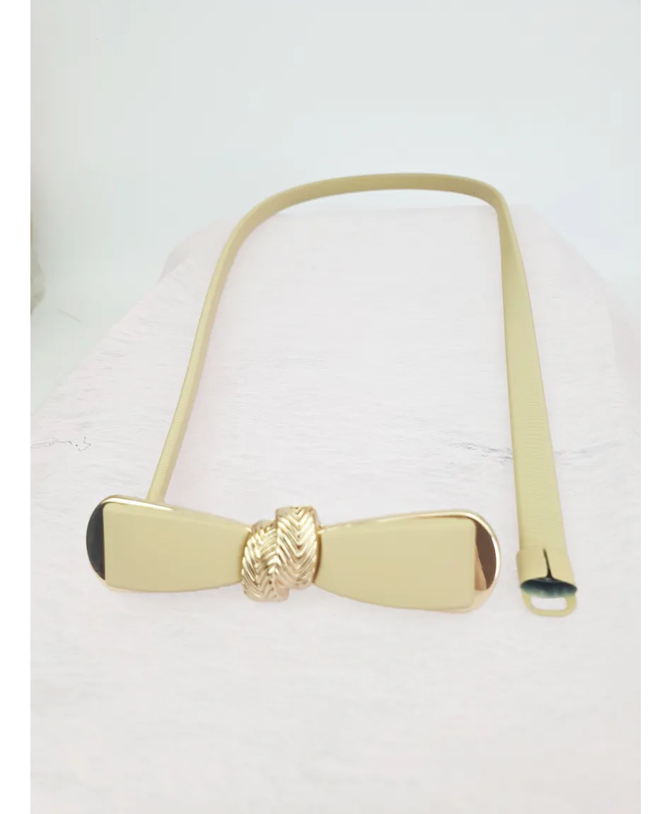 Sprężynkowy pasek do sukienki beżowy