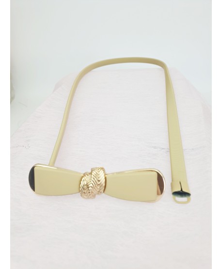 Sprężynkowy pasek do sukienki beżowy