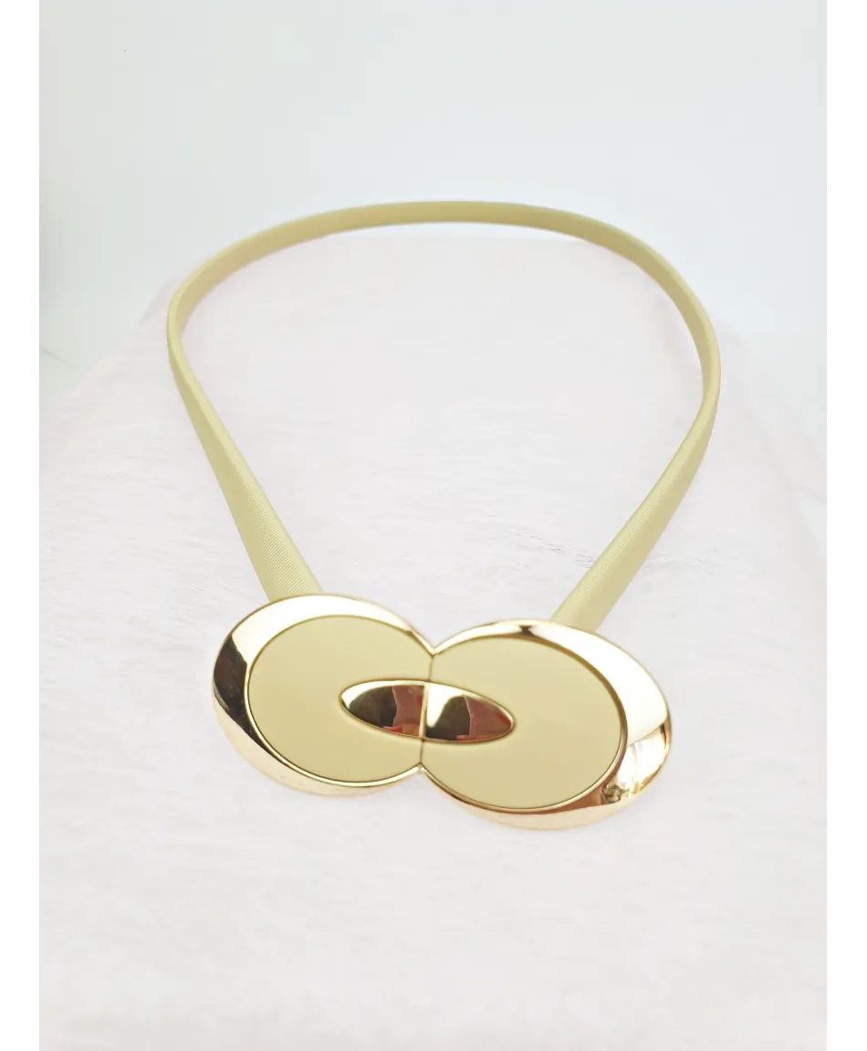 Sprężynkowy pasek do sukienki beżowy