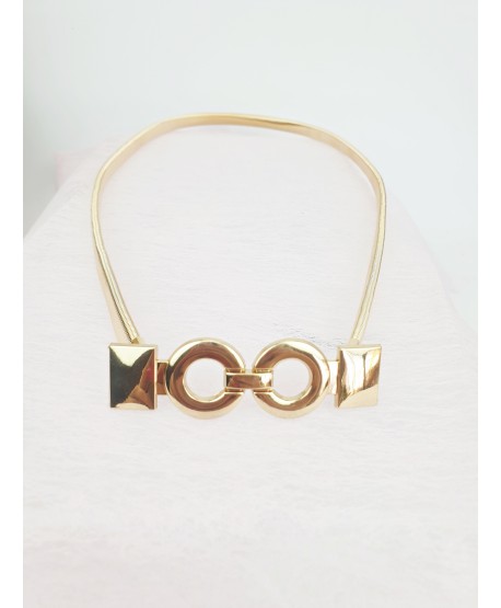 Sprężynkowy pasek do sukienki złote z kółeczkami