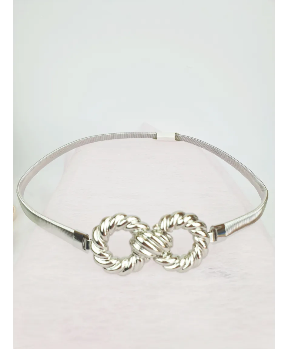 Sprężynkowy pasek do sukienki srebrny