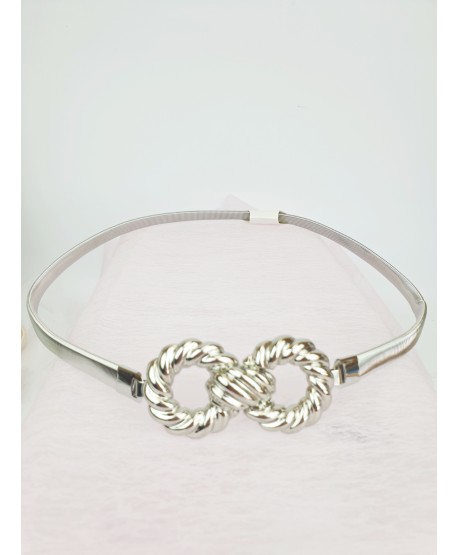 Sprężynkowy pasek do sukienki srebrny