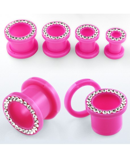 Akrylowy tunel różowy z cyrkoniami