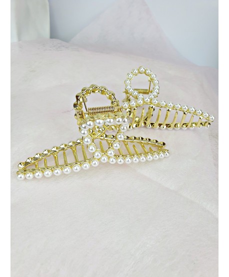 Spinka szczęka złota z perełkami