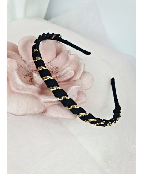 Opaski do włosów czarne z łańcuchem