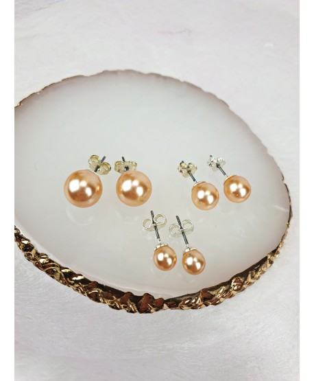 Kolczyki perła łososiowa błyszcząca