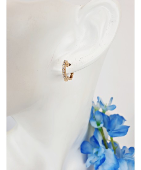 Kolczyki stal złote serduszka z cyrkoniami