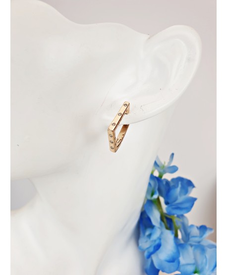 Kolczyki stal złote kwadraty z cyrkoniami