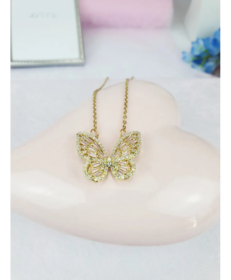 Naszyjniki stal cyrkoniowe motyle
