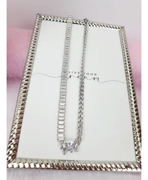 Naszyjnik choker stal ozdobny srebrny