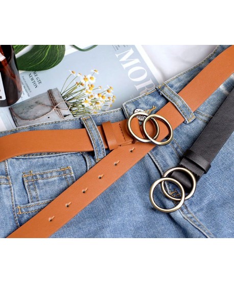 Pasek damski z dwoma srebrnymi kółeczkami