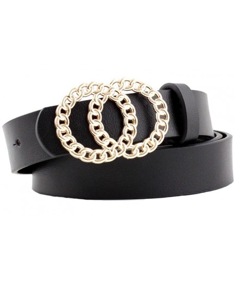 Pasek damski czarny z klamrą w postaci łańcuchów