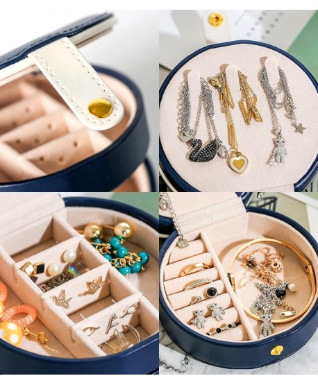 Szkatułka mała okrągła granatowa