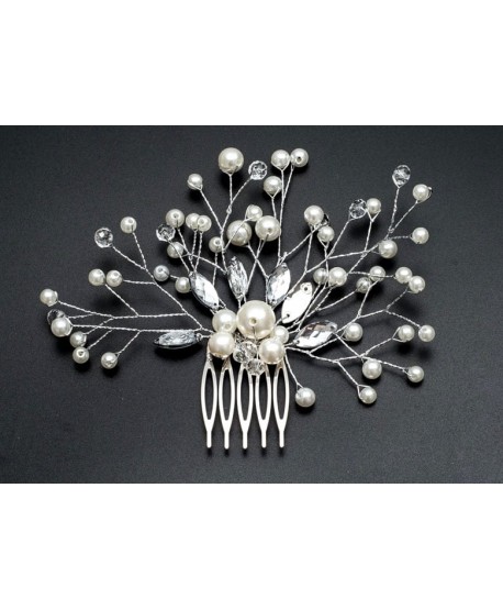 Grzebień srebrny z perełkami