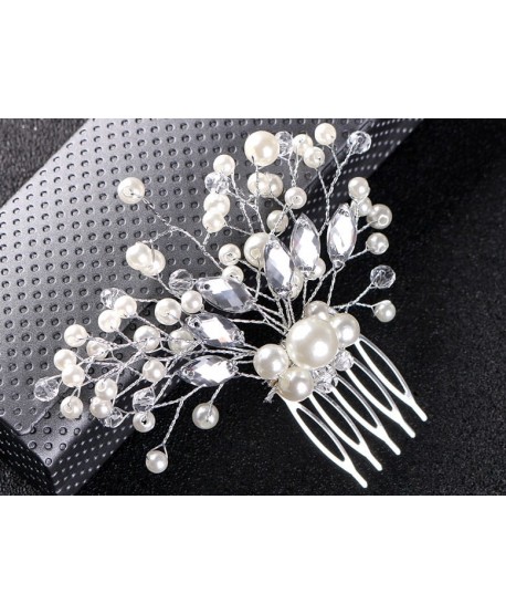 Grzebień srebrny z perełkami