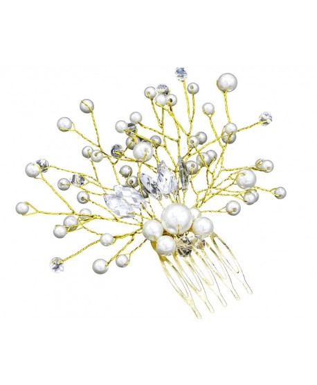 Grzebień złoty z perełkami