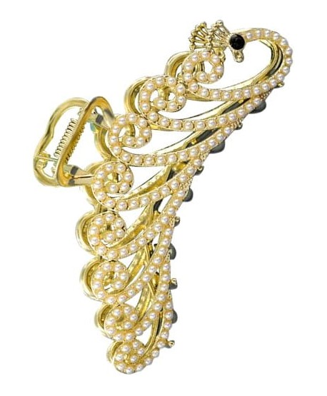 Spinka klamra złoty paw z perełkami