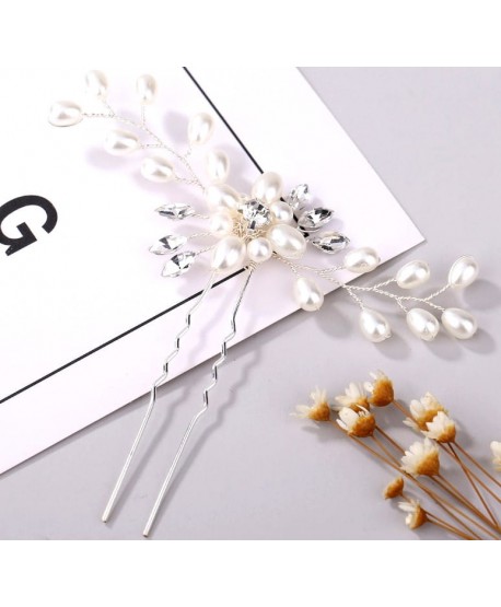 Kokówki do włosów perełkowy kwiat srebrne złote