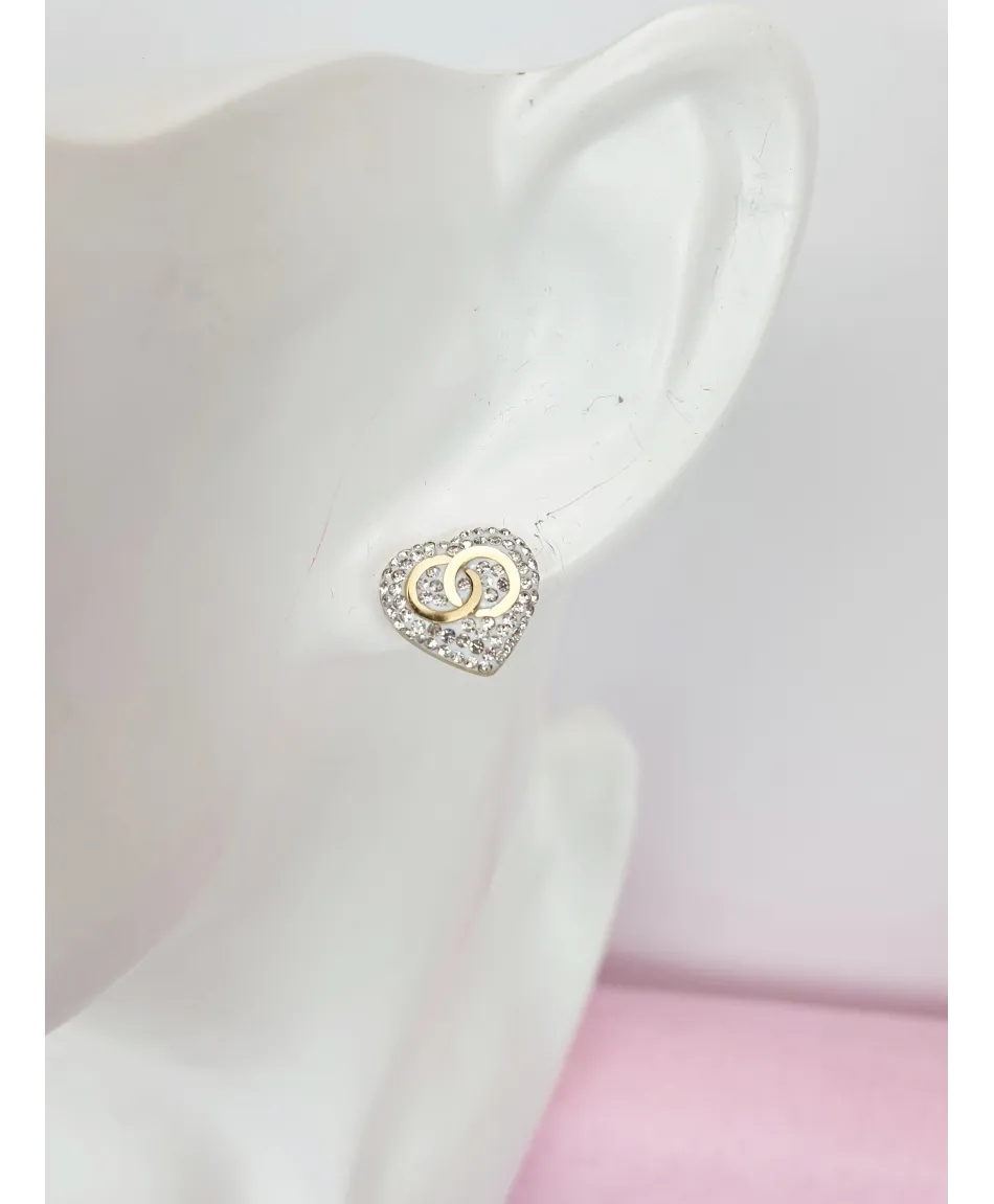 Kolczyki stal złote cyrkoniowe serca