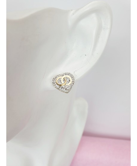 Kolczyki stal złote cyrkoniowe serca