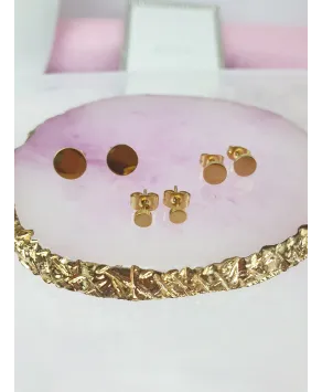 Kolczyki stal złote pastylki 2 rozmiary