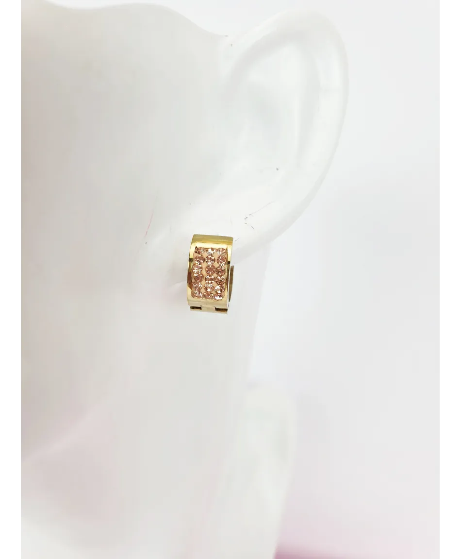 Kolczyki stal złote z kolorowymi cyrkoniami