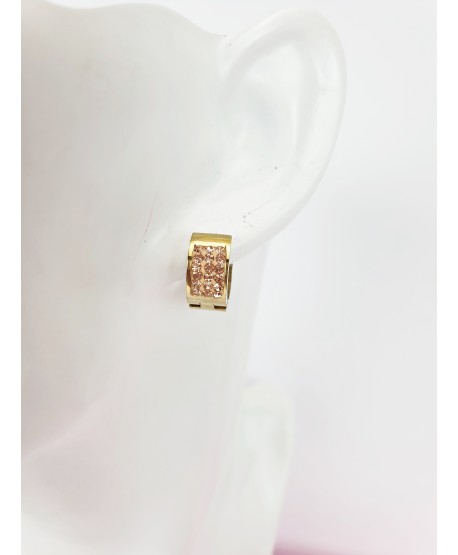 Kolczyki stal złote z kolorowymi cyrkoniami