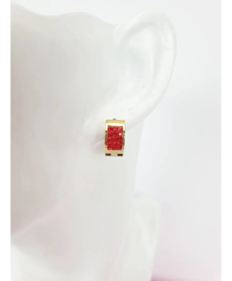 Kolczyki stal złote z kolorowymi cyrkoniami