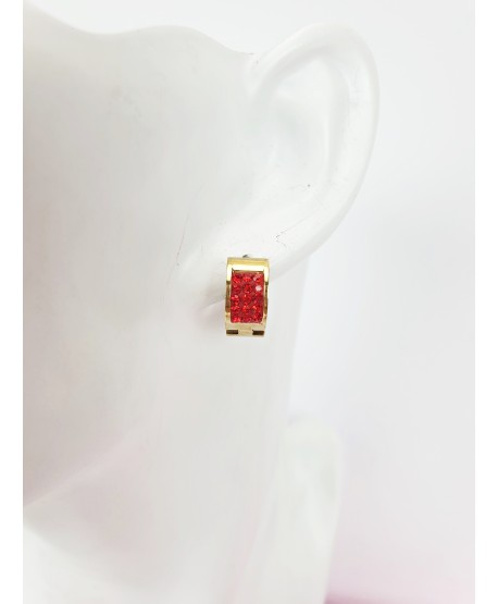 Kolczyki stal złote z kolorowymi cyrkoniami