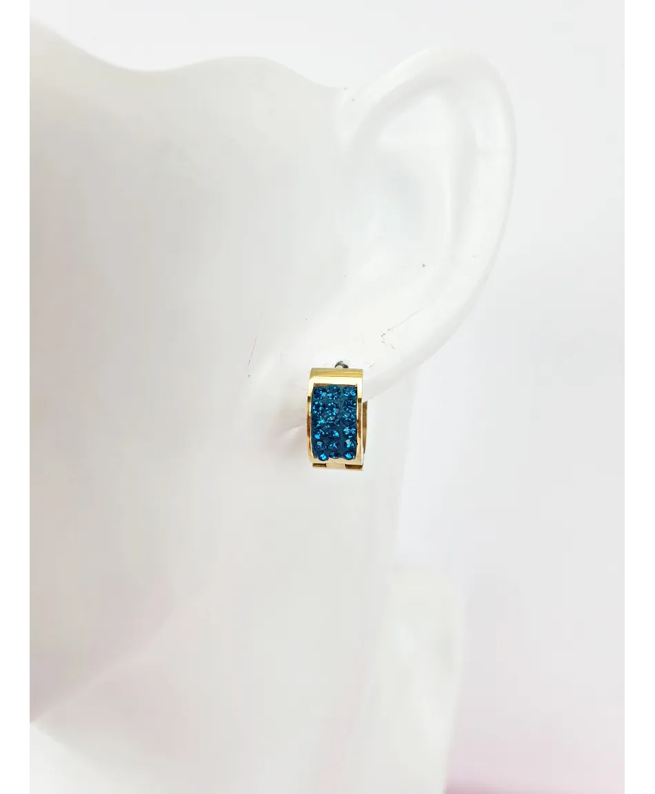 Kolczyki stal złote z kolorowymi cyrkoniami