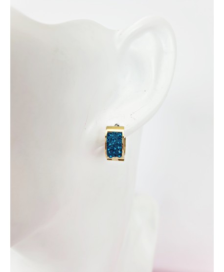 Kolczyki stal złote z kolorowymi cyrkoniami