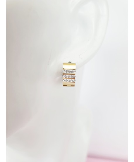 Kolczyki stal złote grube kółeczka z cyrkoniami