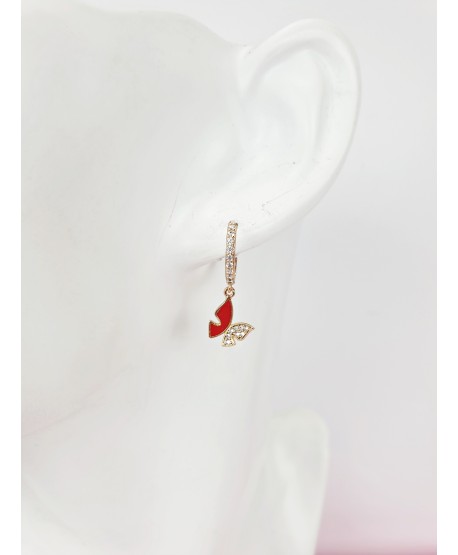 Kolczyki stal złote wiszące motylki