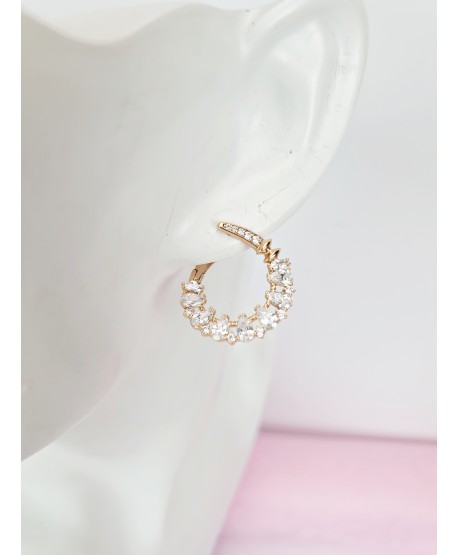 Kolczyki stal złote cyrkoniowe białe