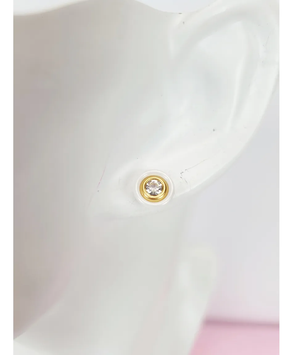 Kolczyki stal złote ceramiczne kółeczka